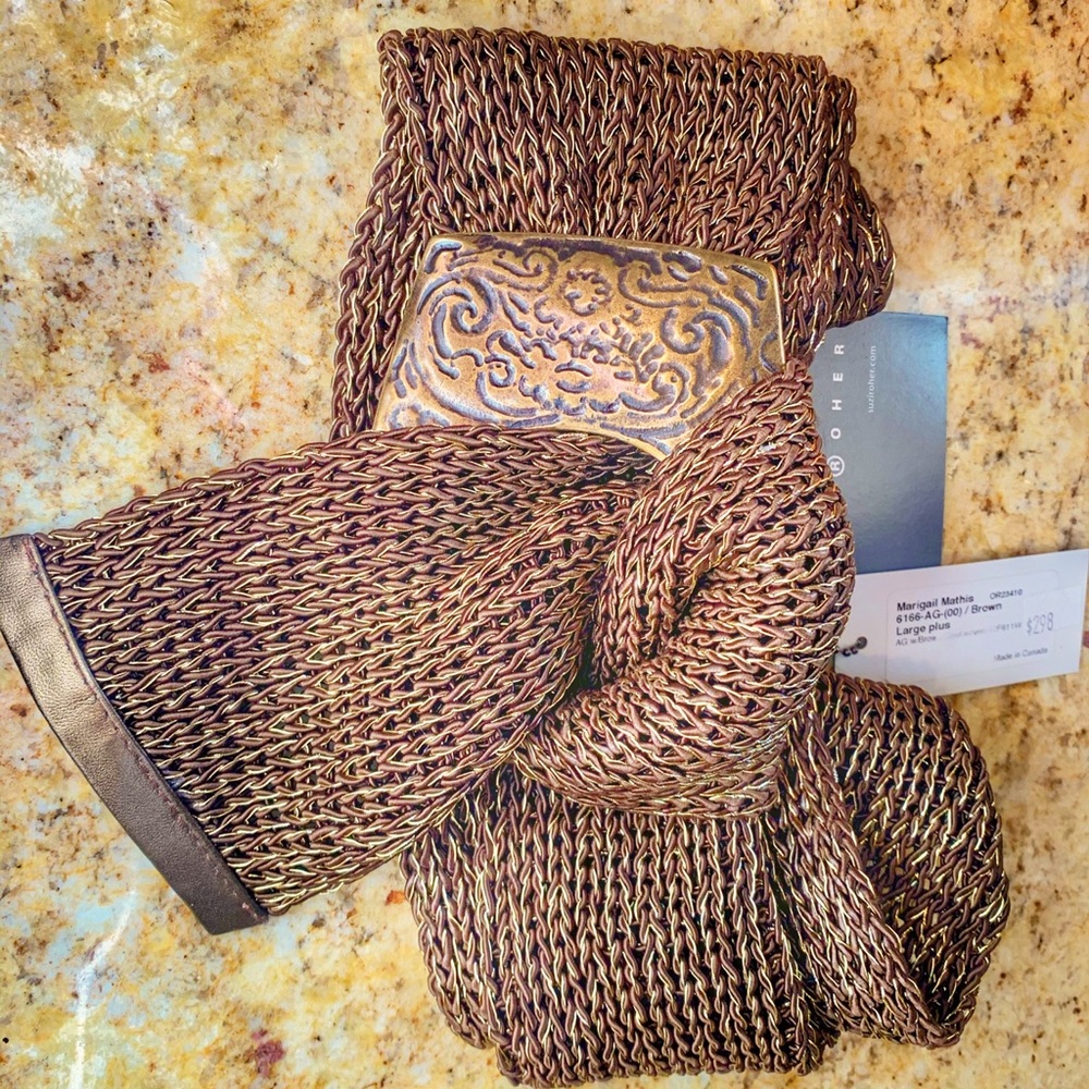 Suzi Roher brown woven wrap belt size Large